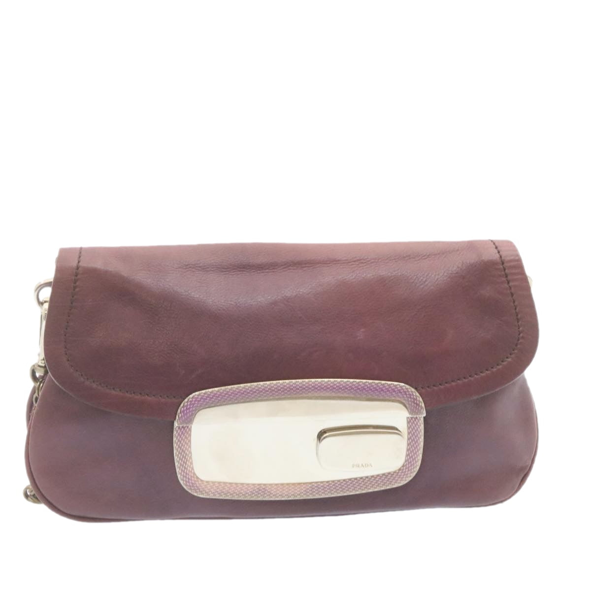 Prada Chain Shoulder Bag Leather Purple