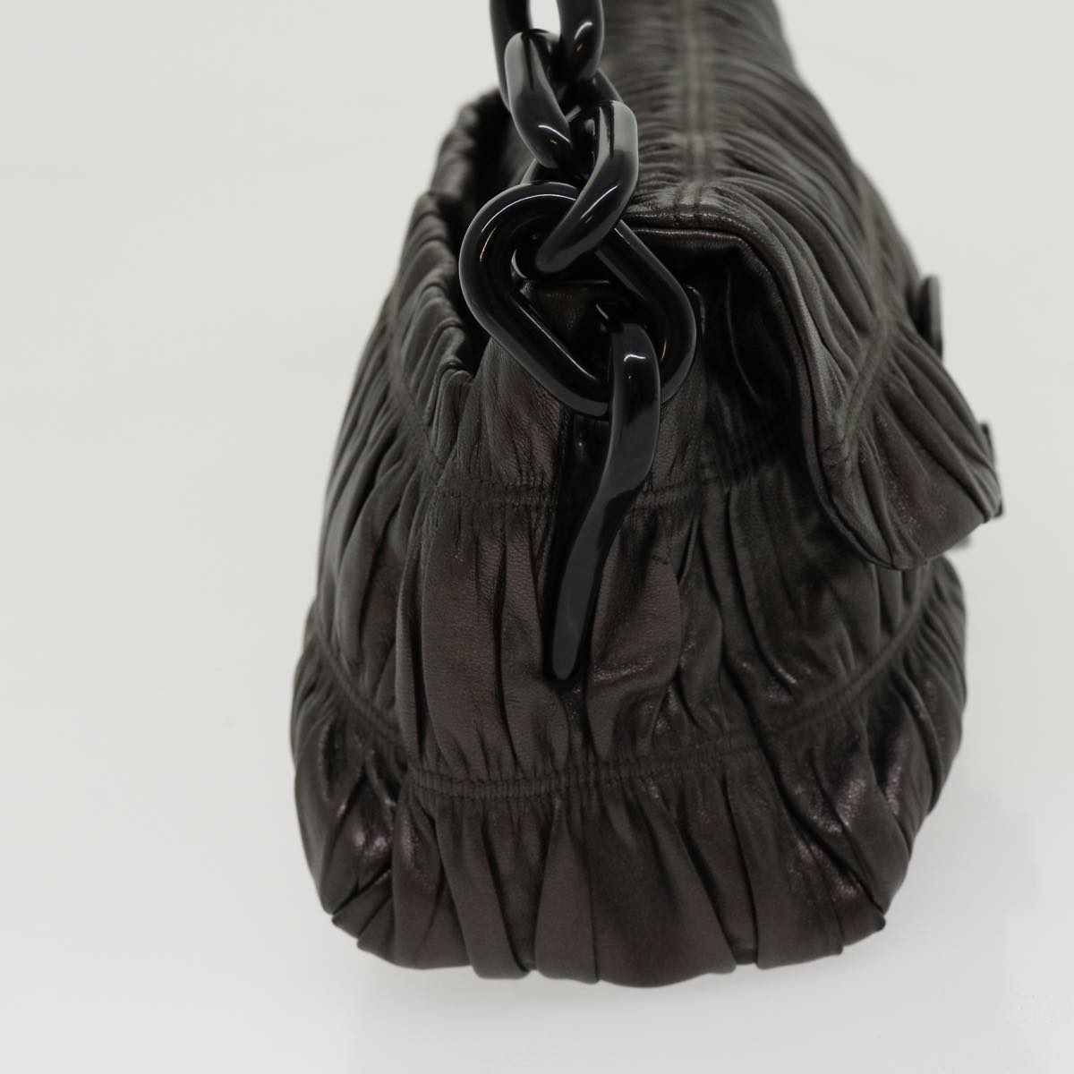 Prada Chain Shoulder Bag Leather Brown
