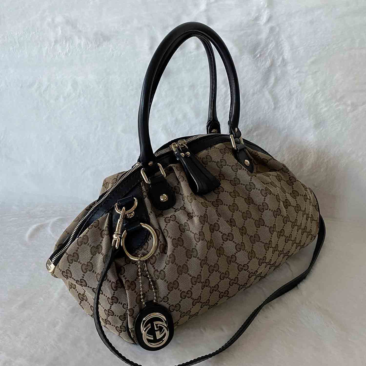 Gucci Sukey Leather Canvas Tote Style 4