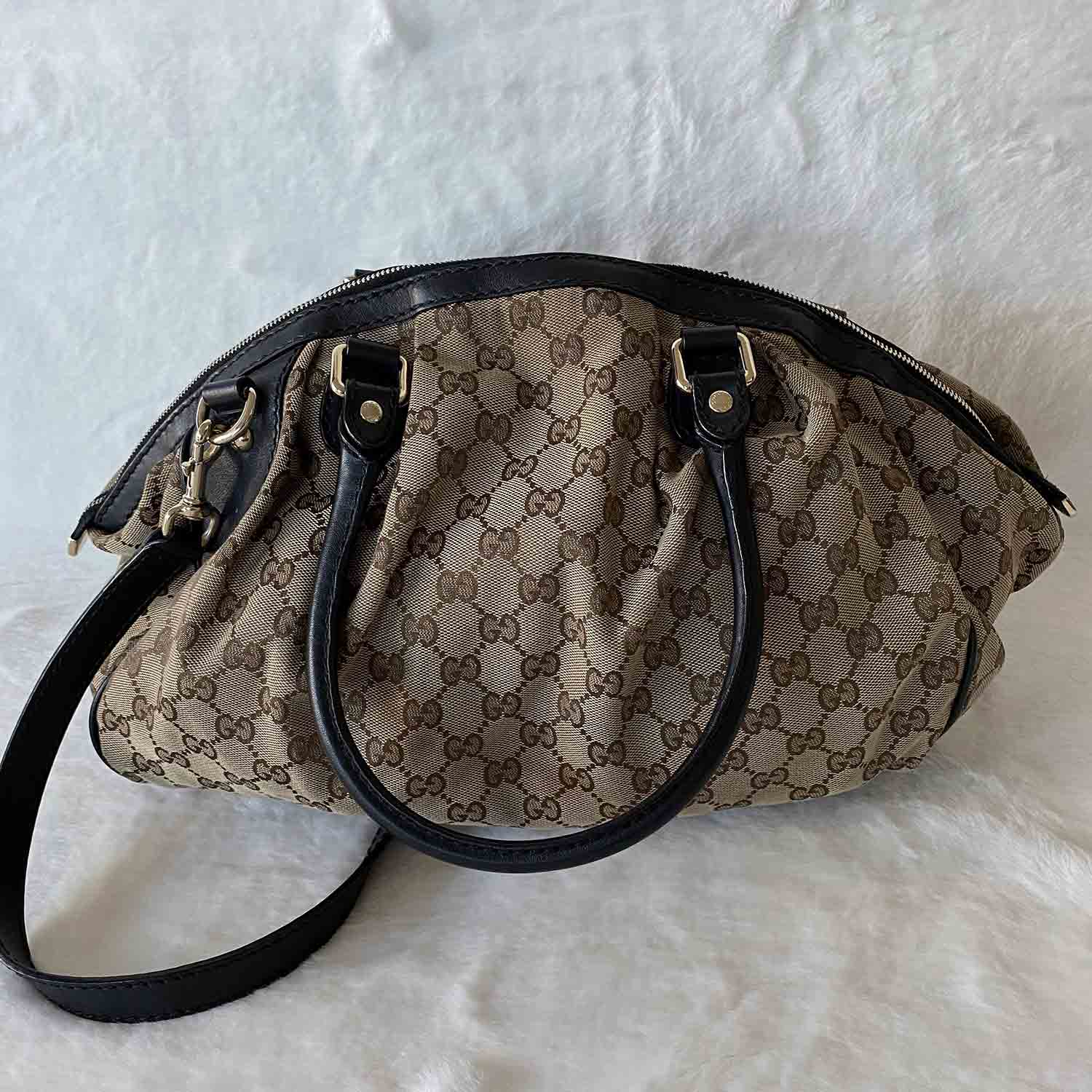 Gucci Sukey Leather Canvas Tote Style 4