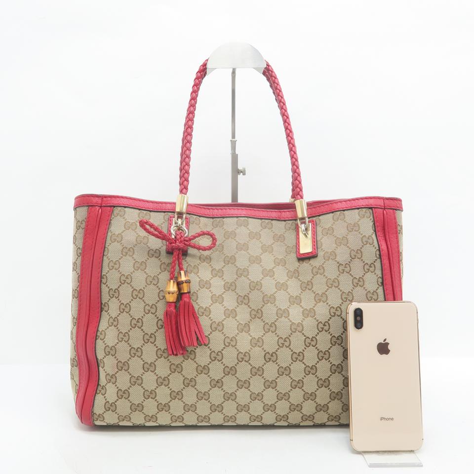Gucci GG Supreme Brown Canvas Tote Style 1