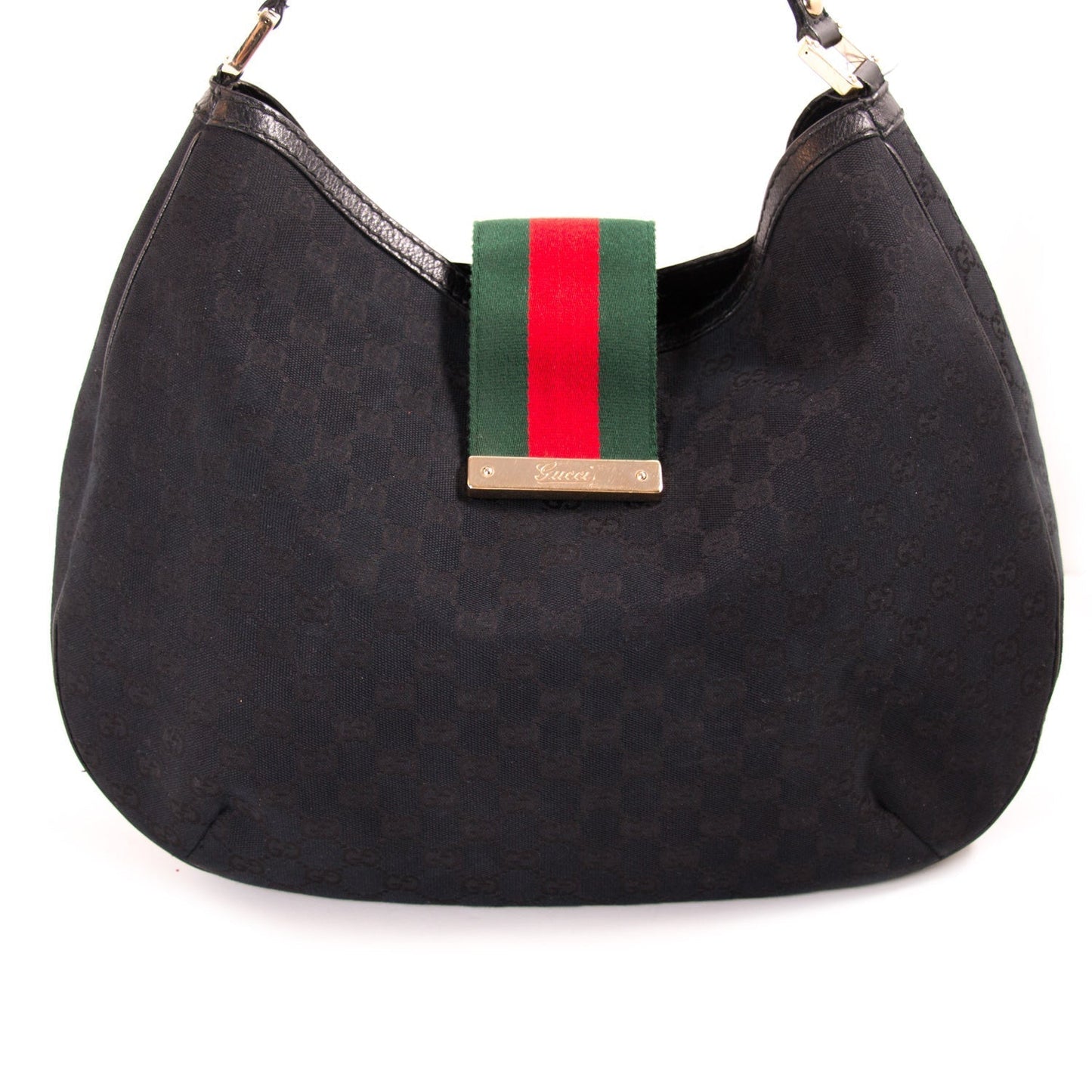 Gucci Black Leather Canvas Shoulder Bag Style 1
