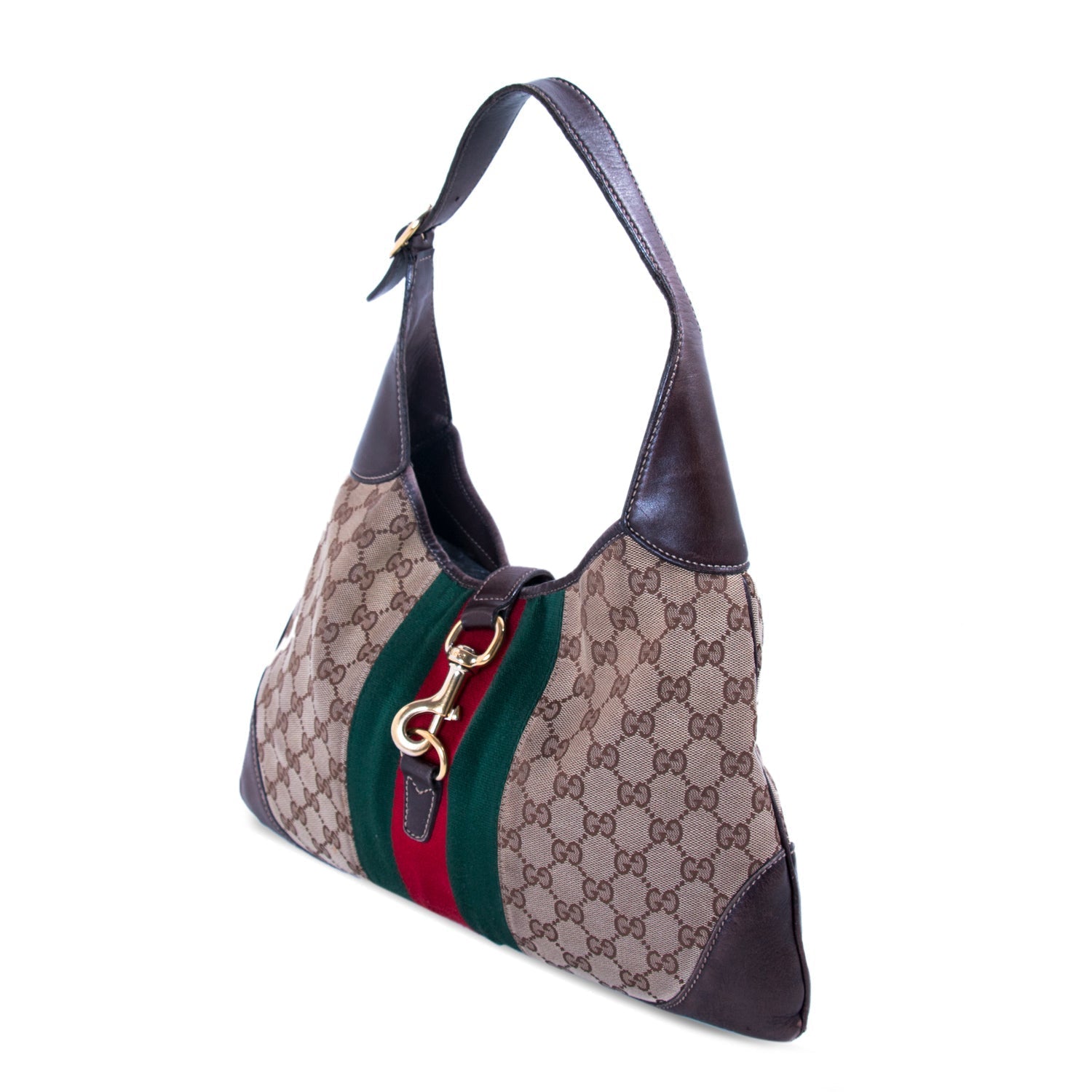Gucci Jackie Leather Canvas Shoulder Bag Style 30