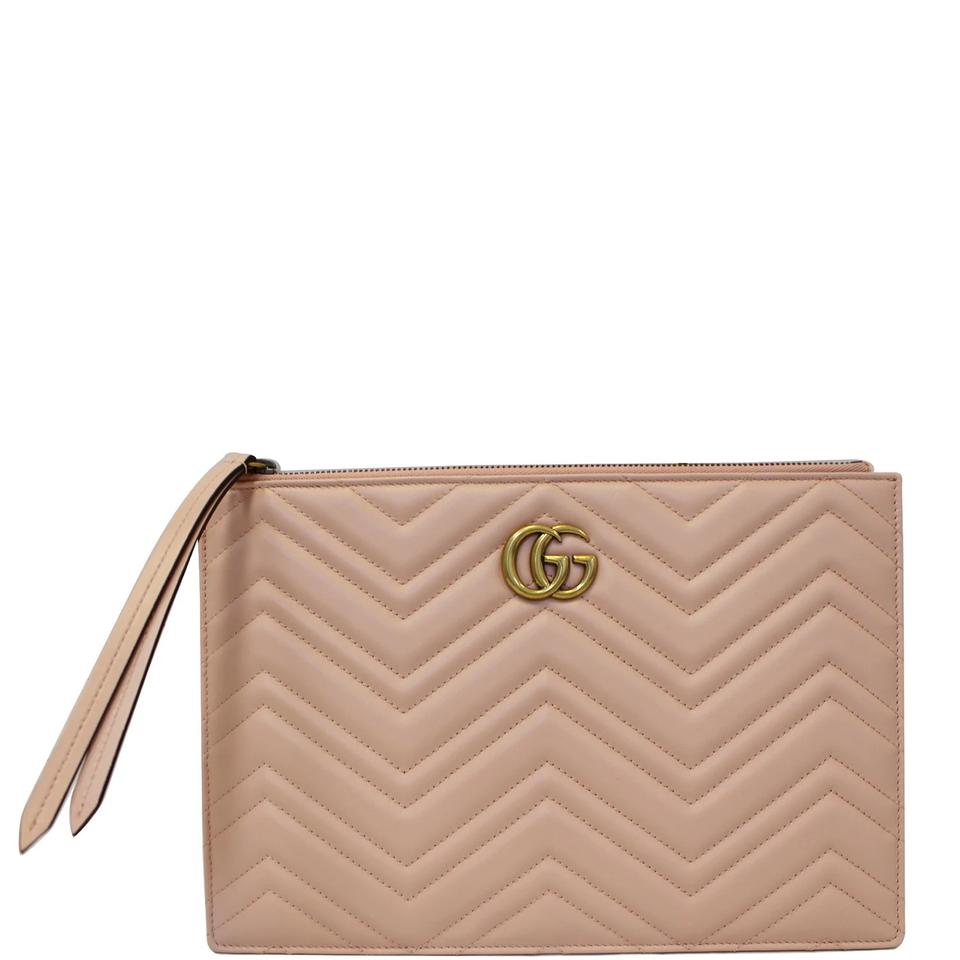 Gucci GG Marmont Pink Leather Quilted Tote Style 1