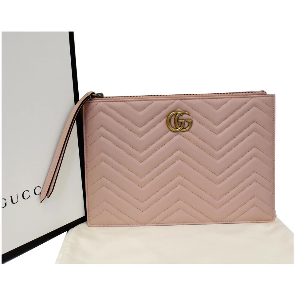 Gucci GG Marmont Pink Leather Quilted Tote Style 1