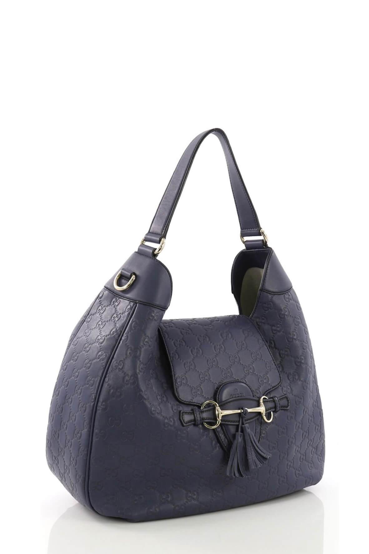 Gucci Guccissima Navy Leather Shoulder Bag Style 2