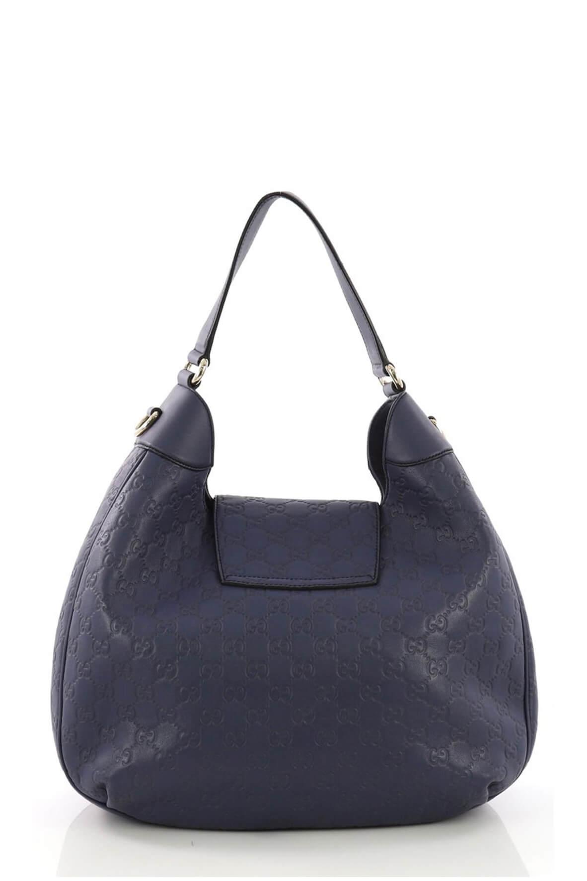 Gucci Guccissima Navy Leather Shoulder Bag Style 2