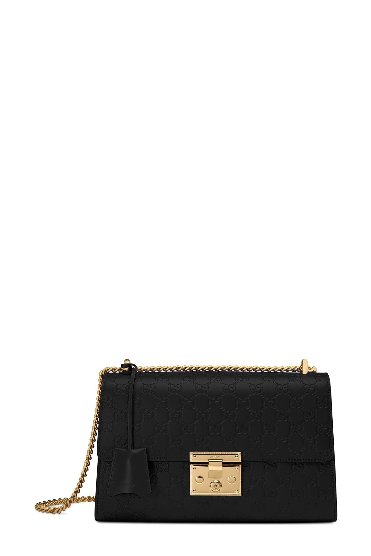 Gucci Guccissima Black Leather Chain Shoulder Bag Style 2