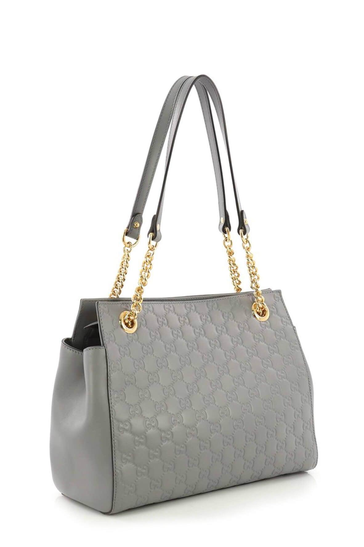 Gucci Guccissima Grey Leather Chain Shoulder Bag Style 1