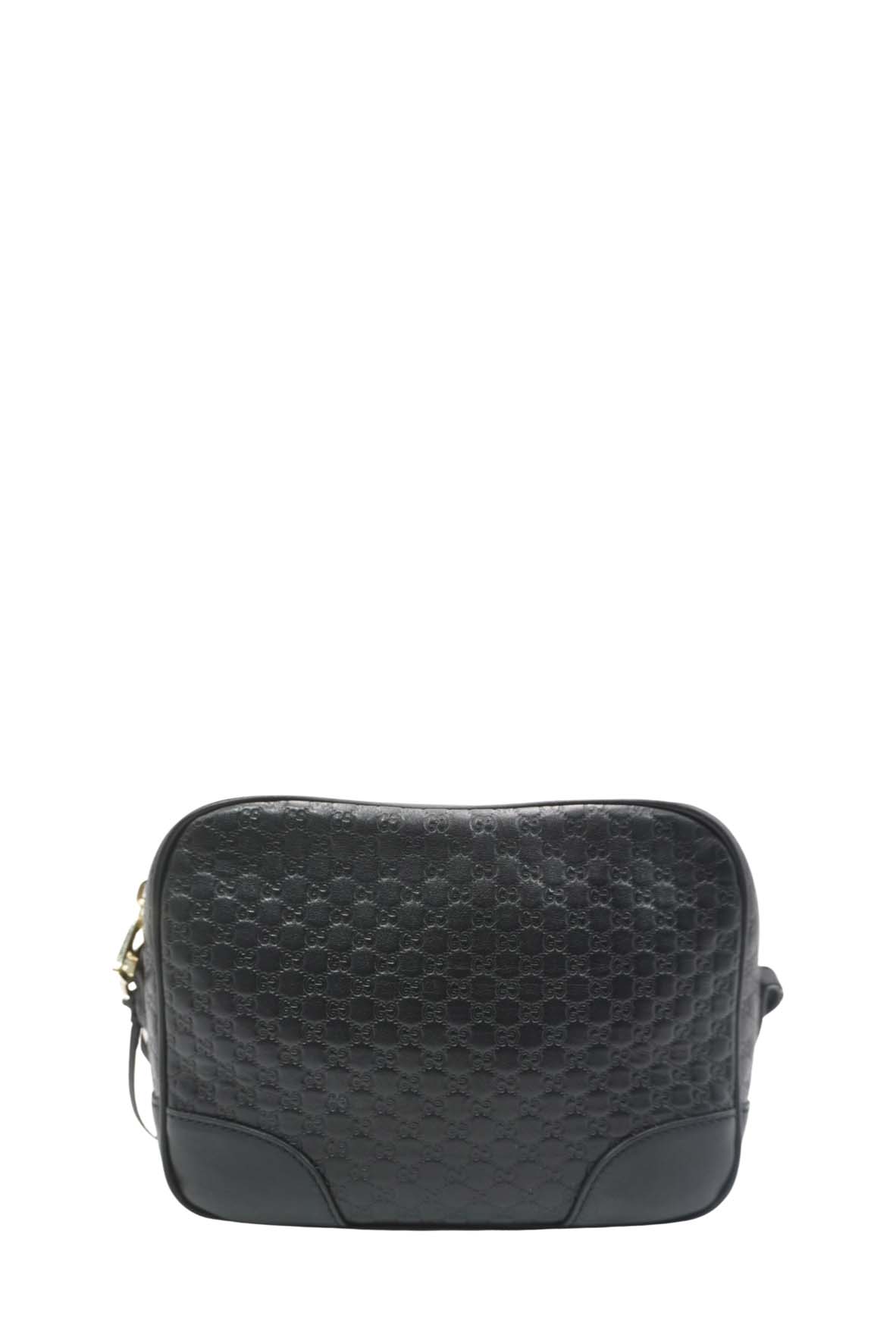 Gucci Guccissima Black Leather Canvas Crossbody