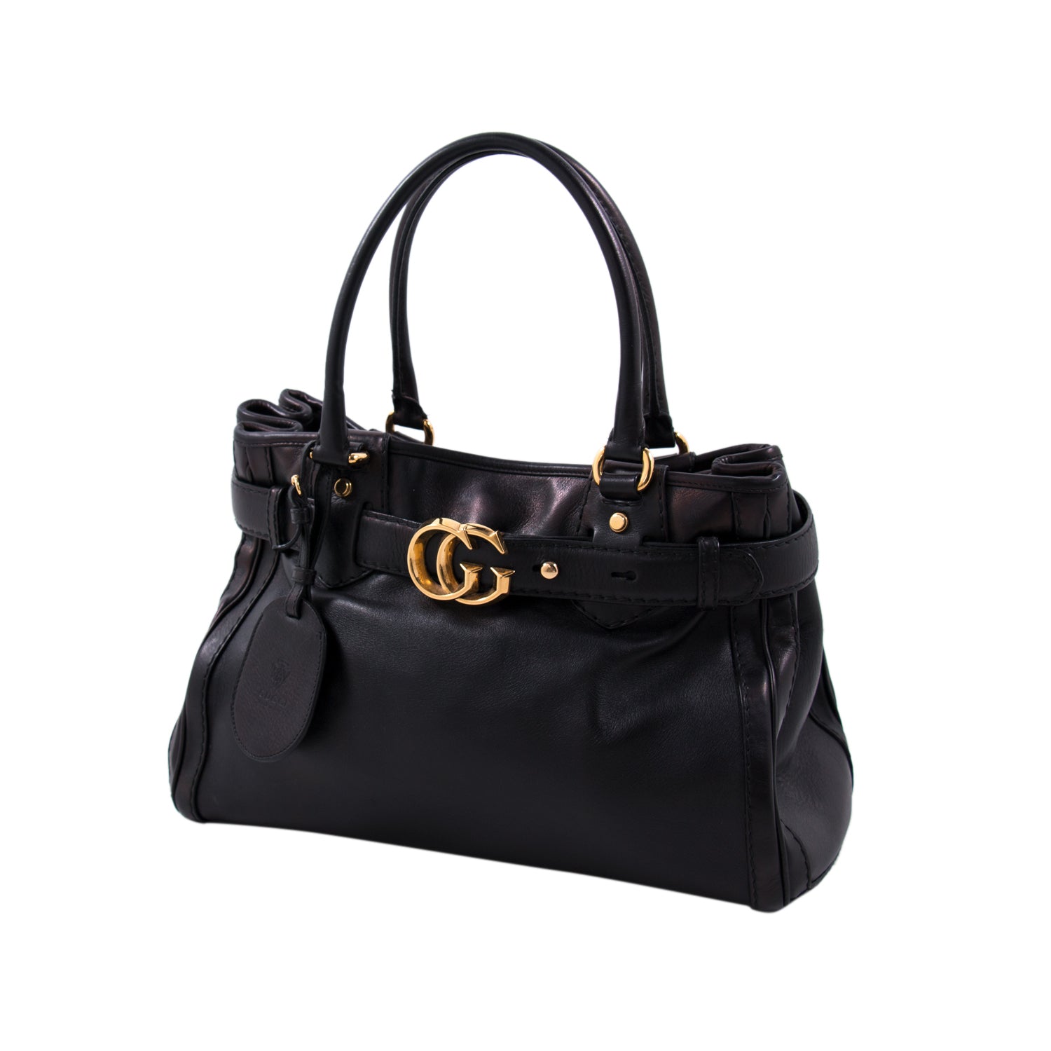 Gucci Leather Canvas Shoulder Bag Style 34