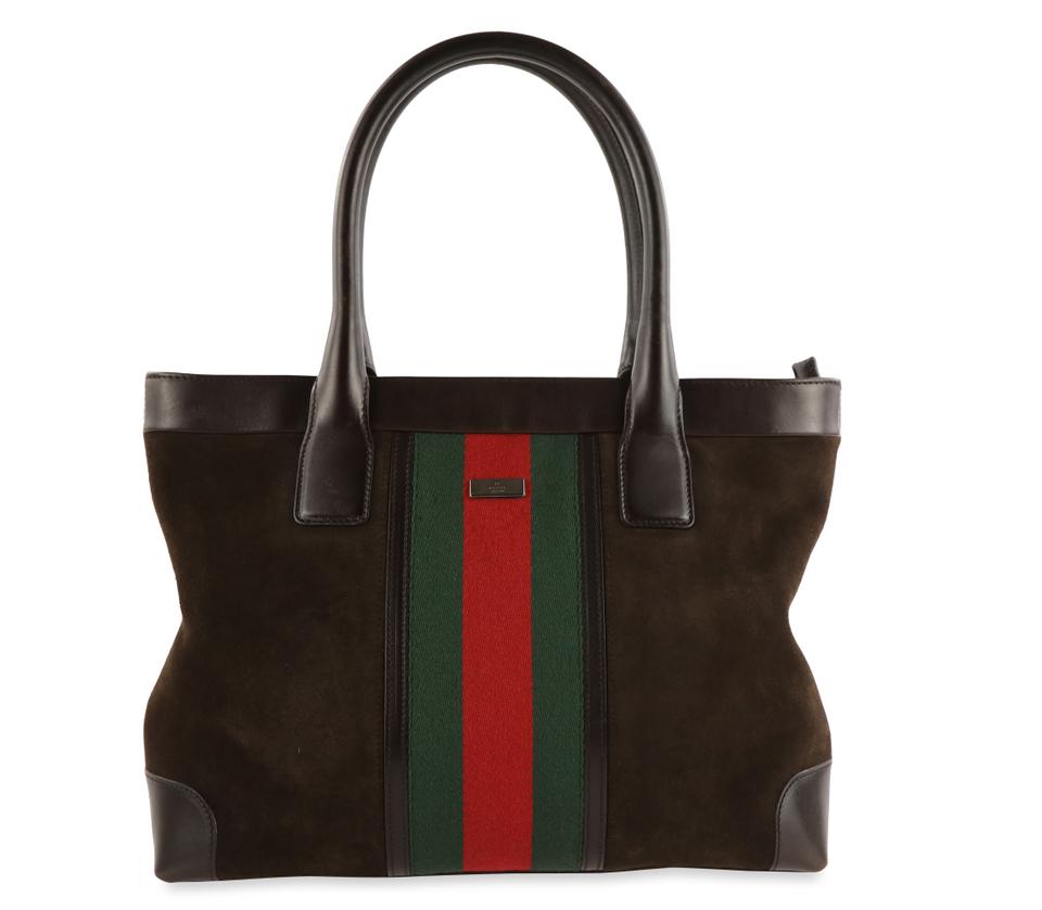 Gucci Web Leather Suede Tote