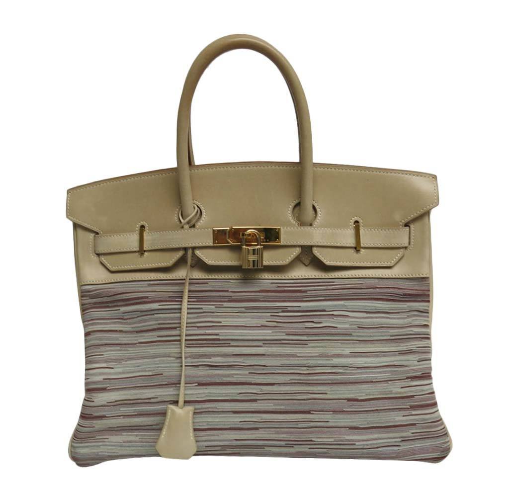 HermesBirkin 35 Beige Vibrato Bag GHW