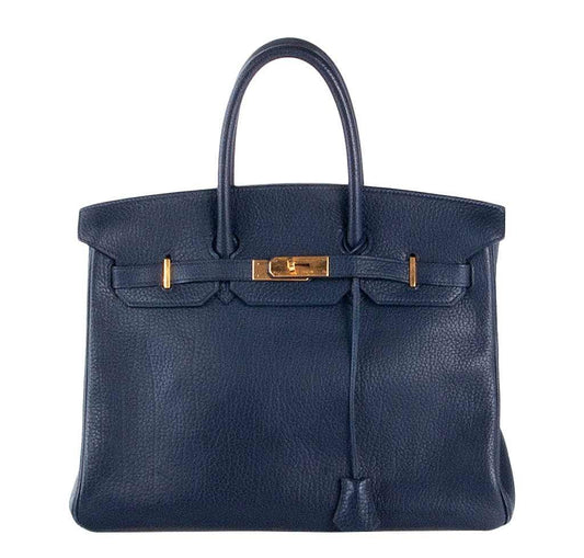 HermesBirkin 35 Navy Fjord Bag GHW
