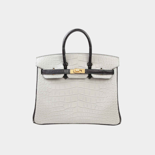 Birkin 25 HSS Matte Alligator Gris Perle/ Black GHW