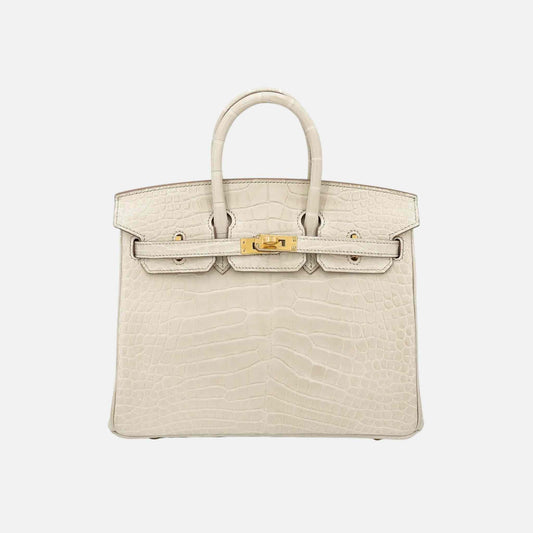 Birkin 25 Matte Alligator Beton GHW