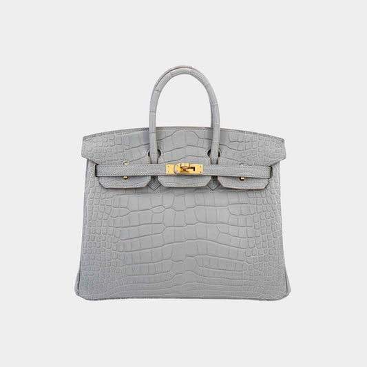 Birkin 25 Matte Alligator Gris Perle GHW