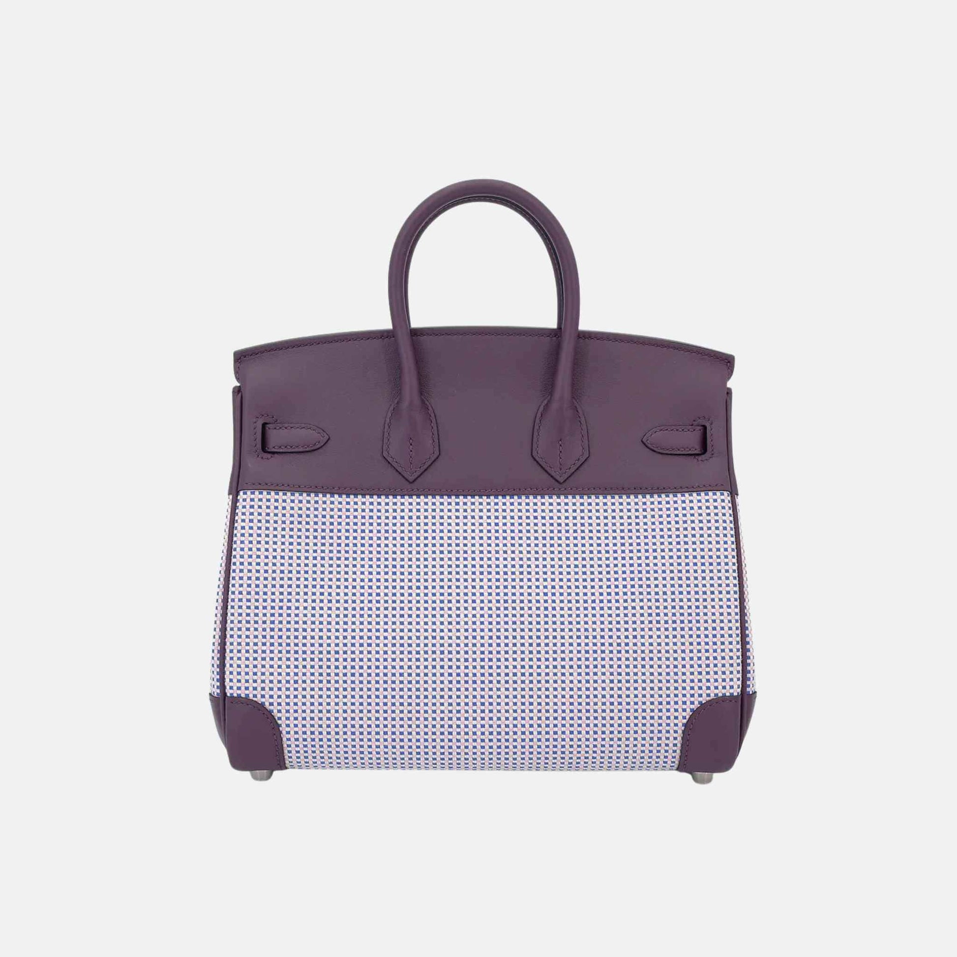 Birkin 25 Swift-Toile Quadrille Canvas Cassis/ Mauve Sylvestre/ Ecru PHW