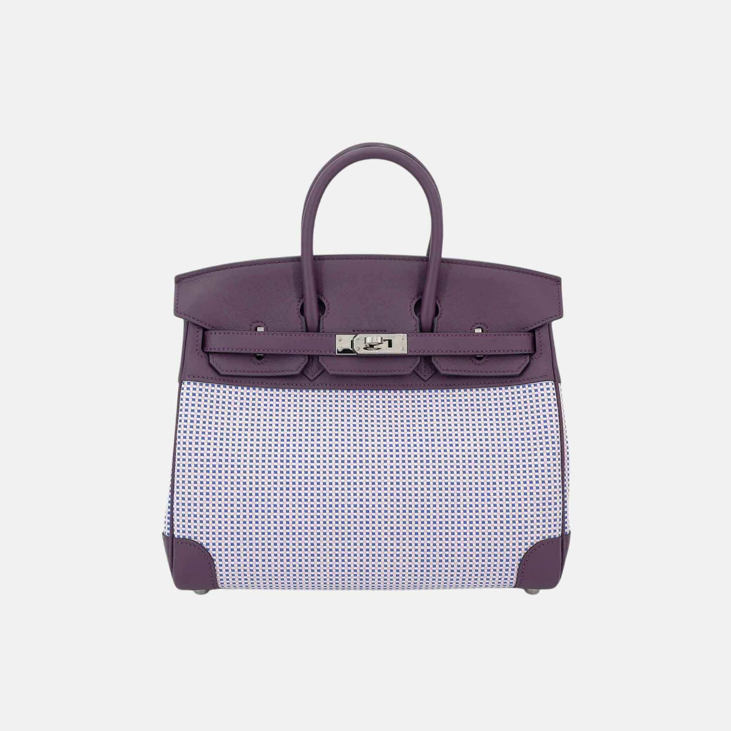 Birkin 25 Swift-Toile Quadrille Canvas Cassis/ Mauve Sylvestre/ Ecru PHW