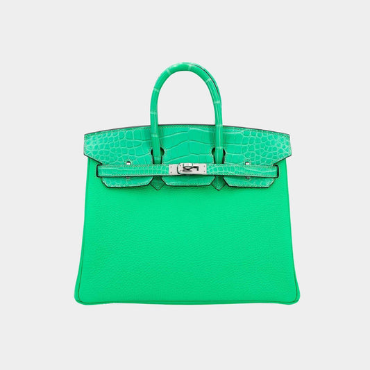 Birkin 25 Touch Togo-Matte Alligator Vert Comics PHW