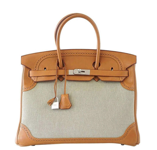 HermesBirkin Ghillies 35 Bag Barenia Toile