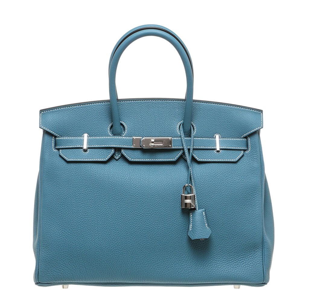 HermesBirkin 35 Bag Blue Jean Togo