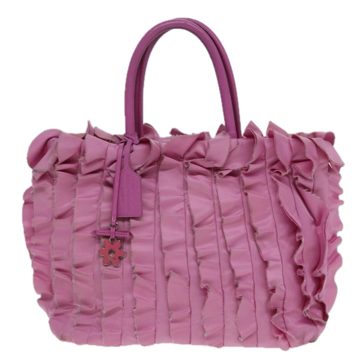 PRADA Hand Bag Nylon Pink Auth