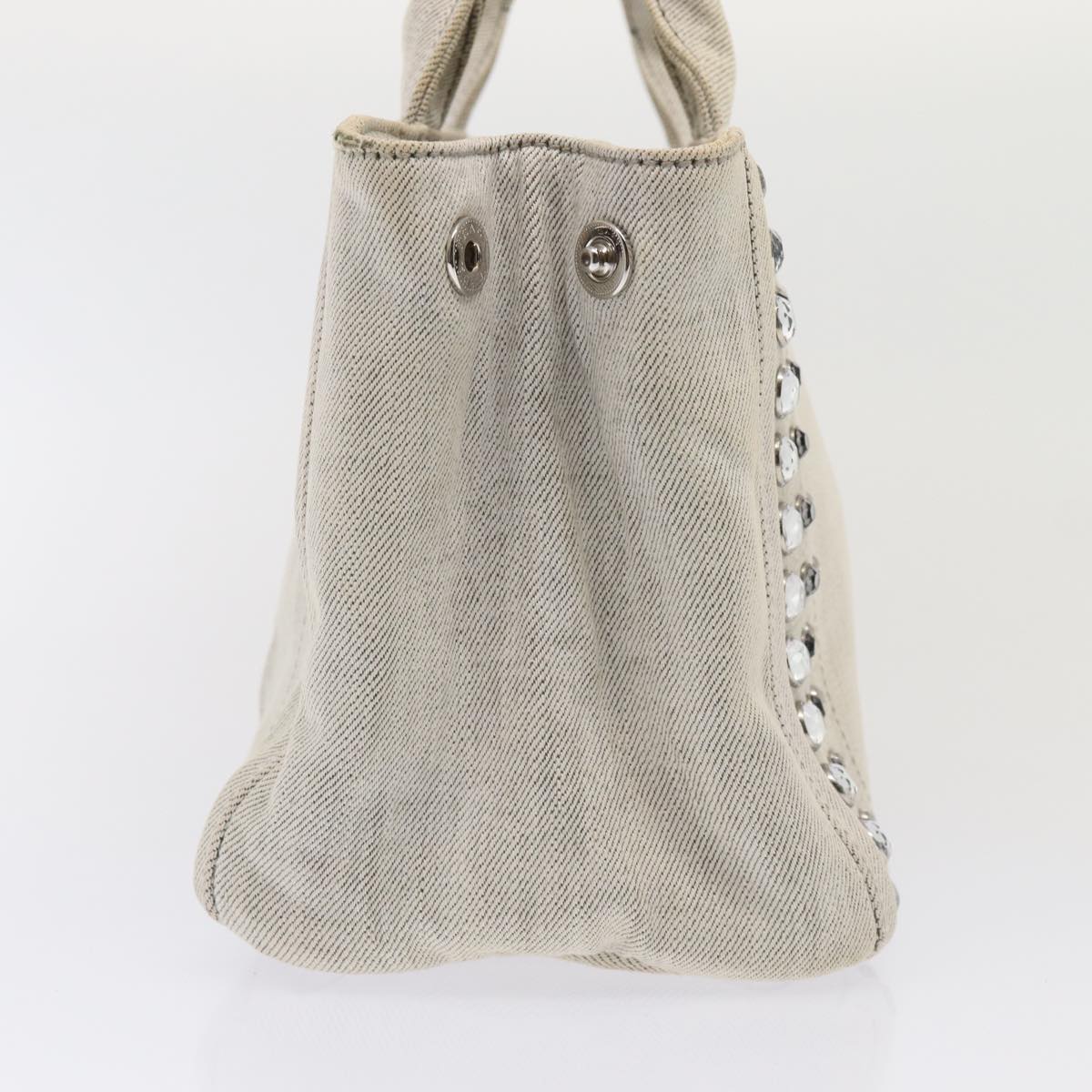 PRADA Bijoux Canapa PM Hand Bag Canvas 2way Gray Auth