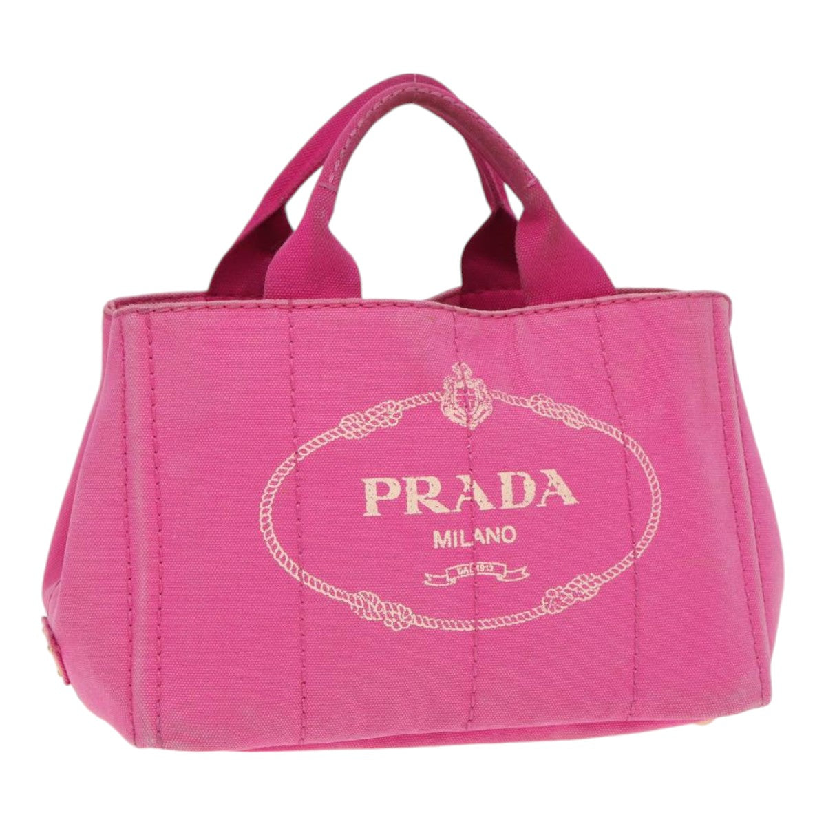 PRADA Canapa PM Hand Bag Canvas Pink Auth