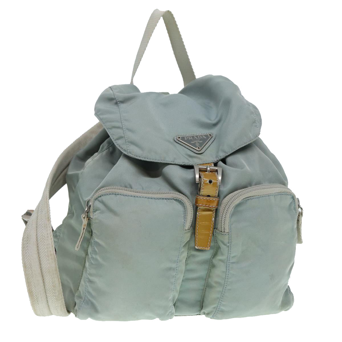 PRADA Backpack Nylon Blue Silver Auth