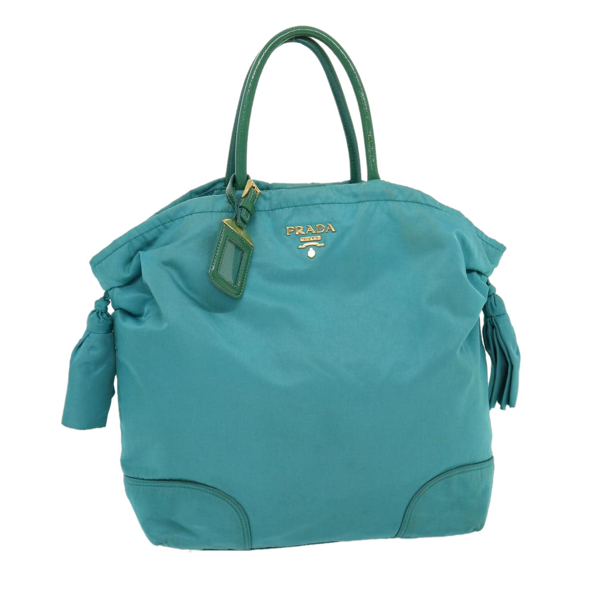 Prada Hand Bag Nylon Turquoise Blue