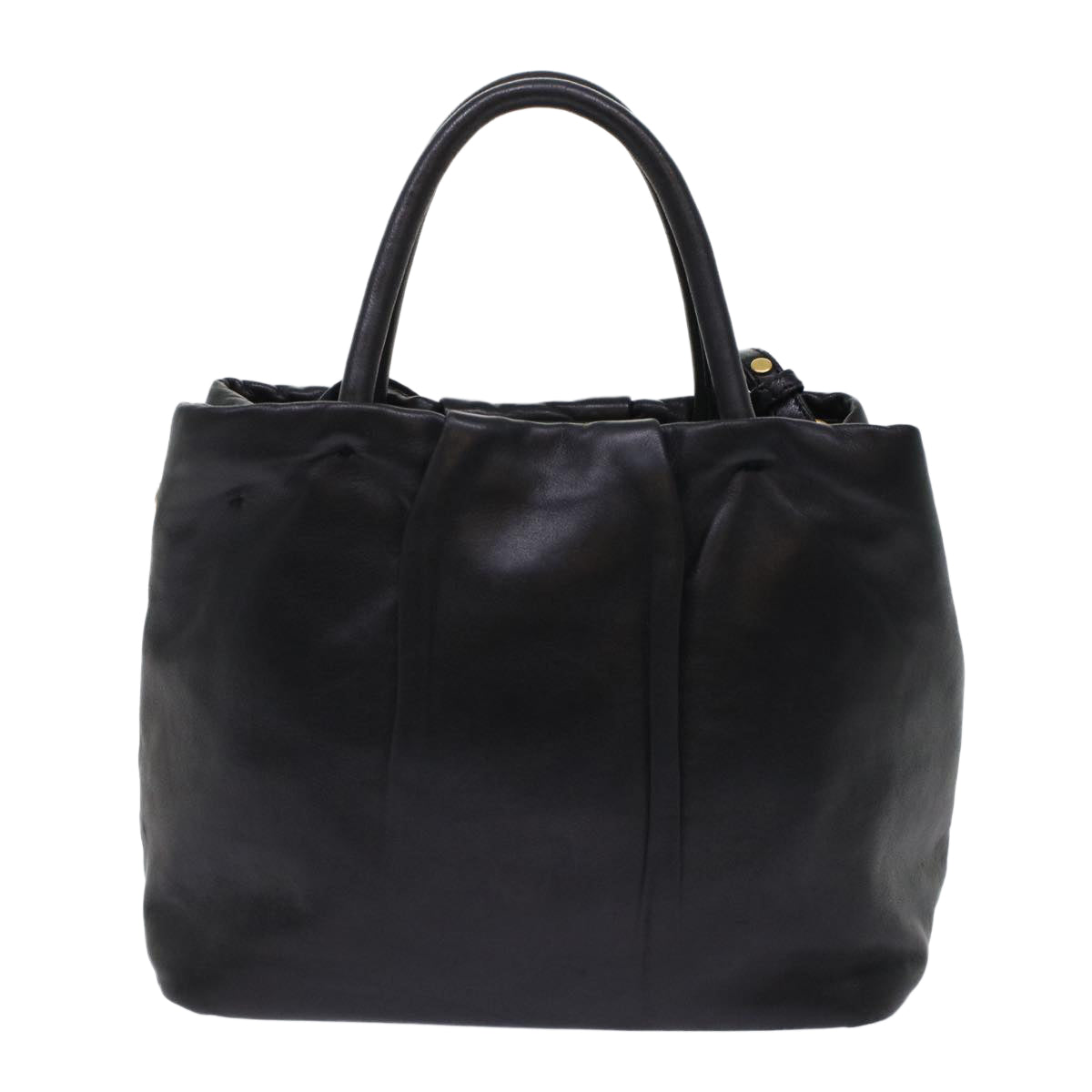 Prada Ribbon Hand Bag Leather 2way Black Pink