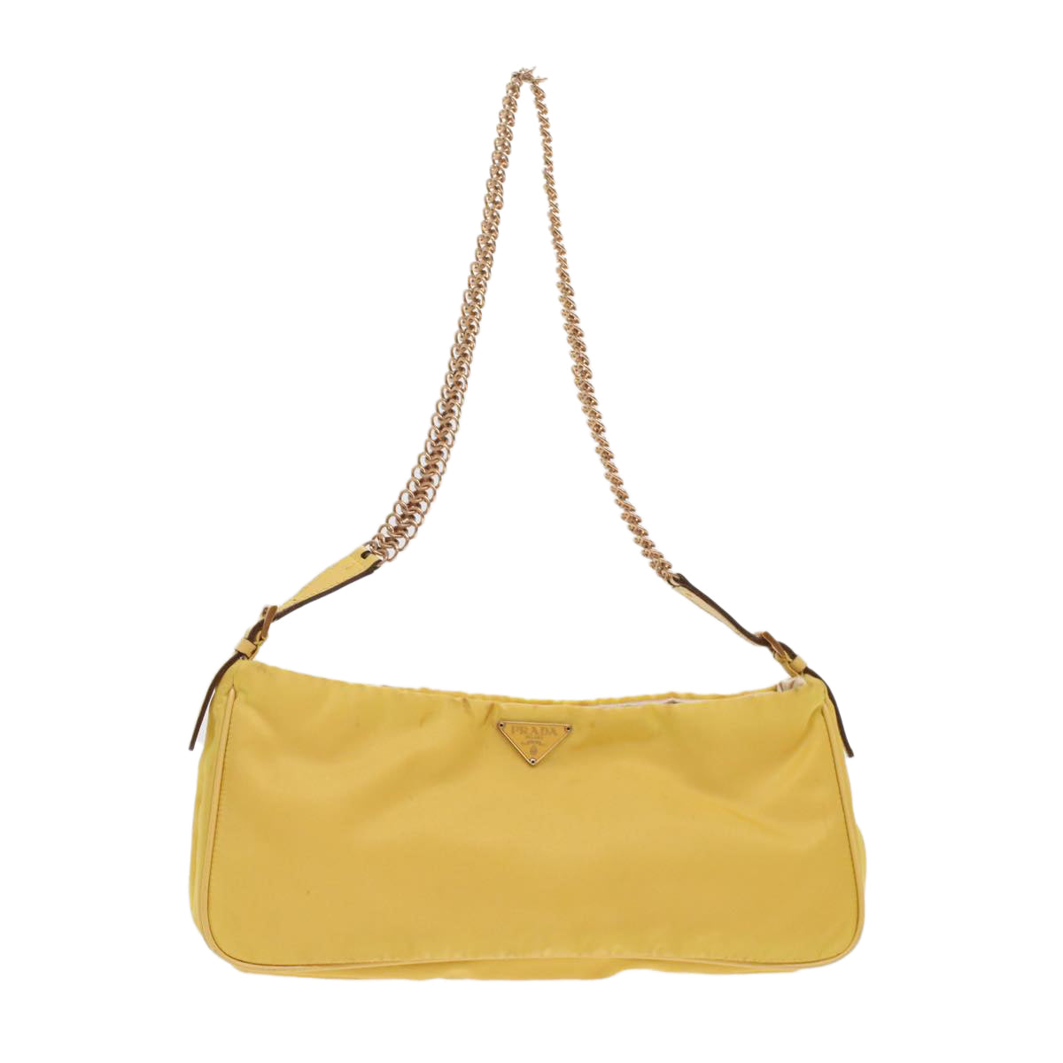 Prada Chain Shoulder Bag Nylon Yellow