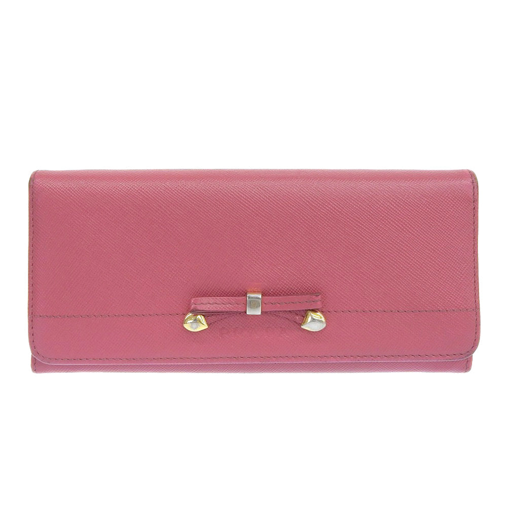 PRADA Long Wallet Purse 1M1132 Safiano pink ribbon Women