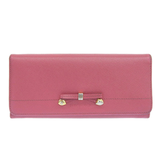 PRADA Long Wallet Purse 1M1132 Safiano pink ribbon Women