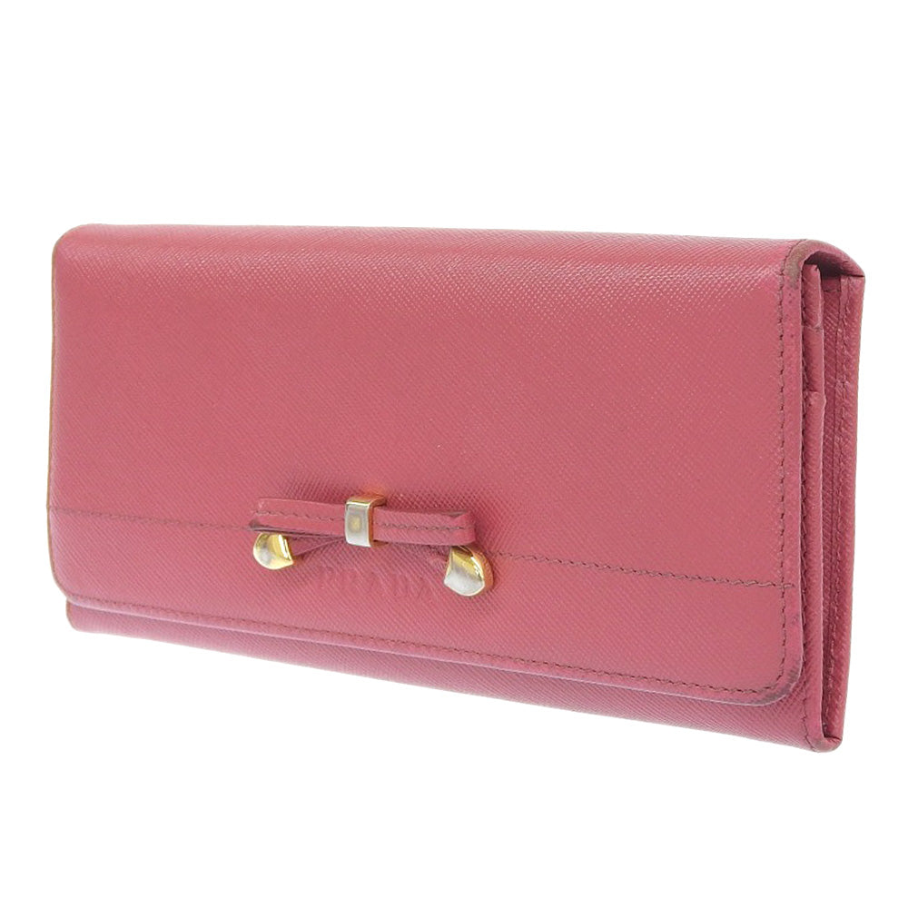 PRADA Long Wallet Purse 1M1132 Safiano pink ribbon Women