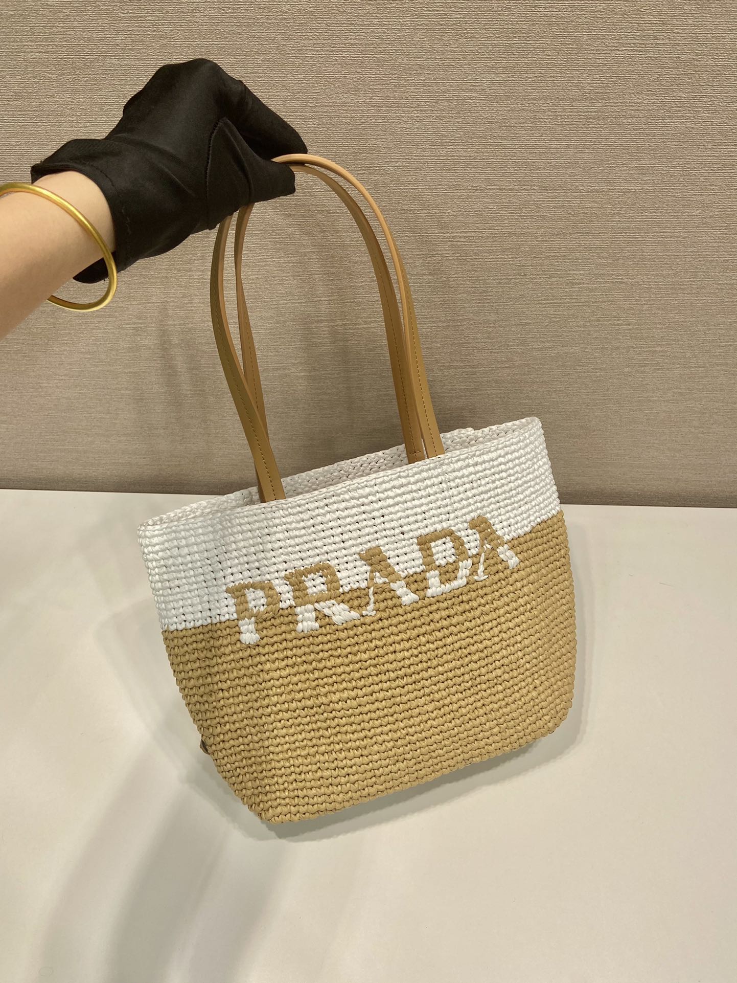 BOLSA Prada TOTE CROCHÊ E COURO
