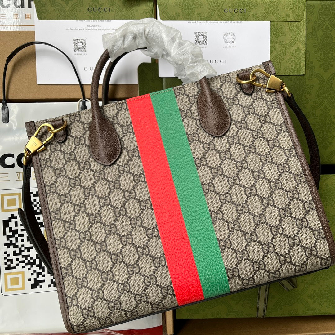 Gucci Monogram Leather Canvas Tote