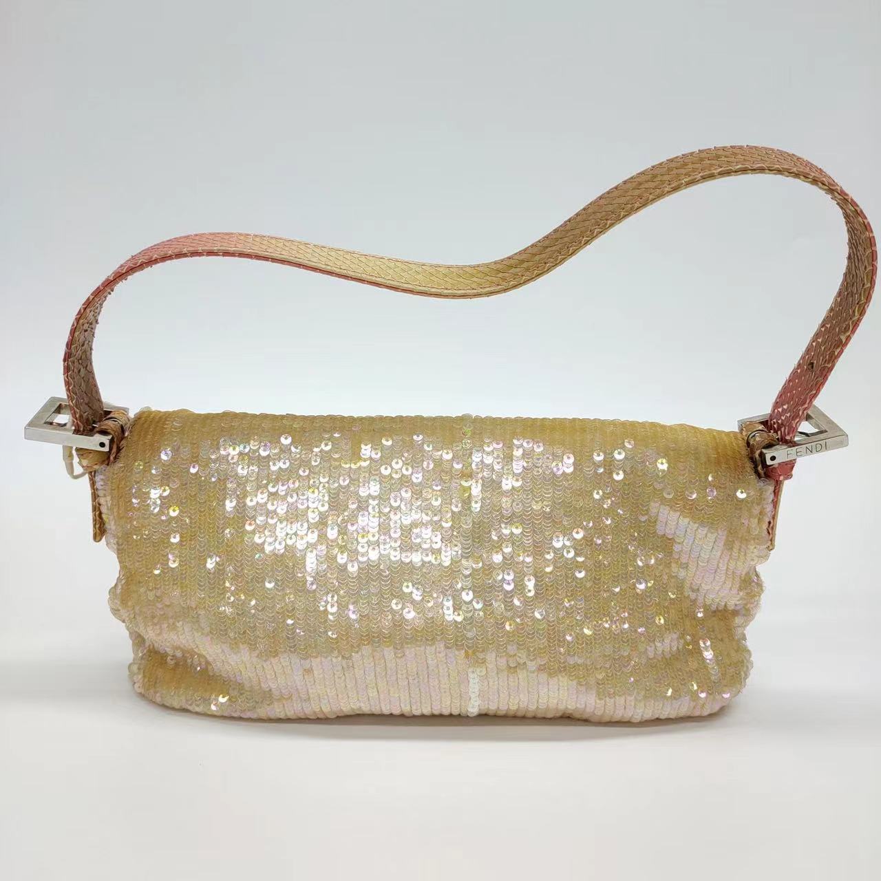 Fendi Baguette Little Mermaid Glitter Pink circle sequins