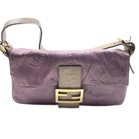 FENDI Baguette Purple Silk with embossed pattern