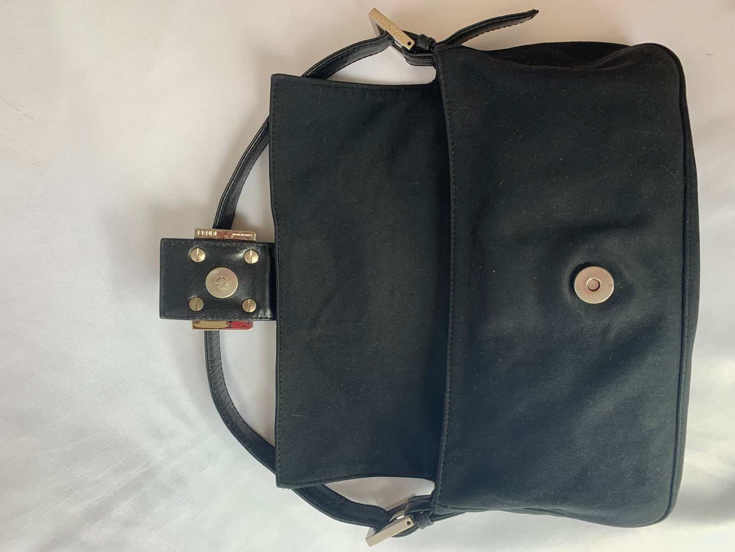 FENDI Baguette Black Cloth Good Condition