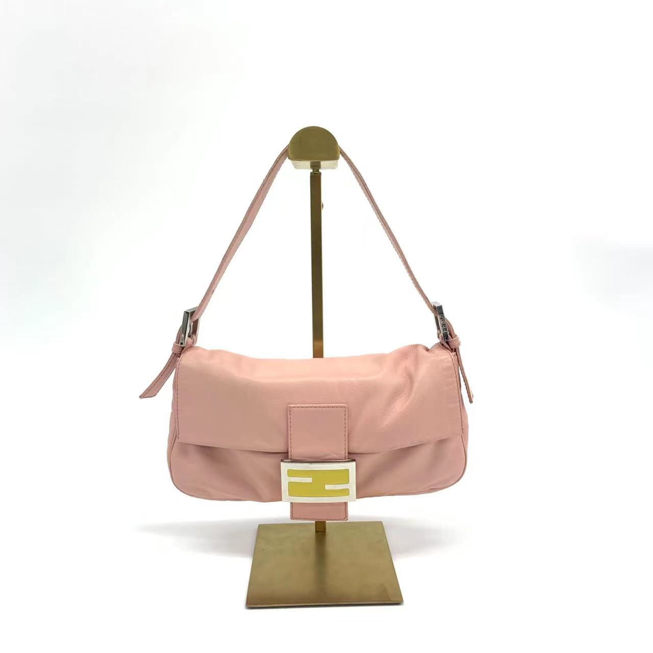 FENDI Baguette Pink Lambskin Leather