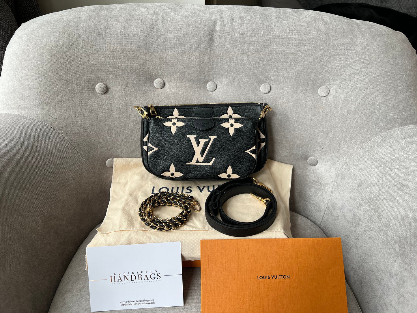Louis Vuitton Multi Pochette Accessoires Black Beige Empreinte (RRP £2120) Clutch