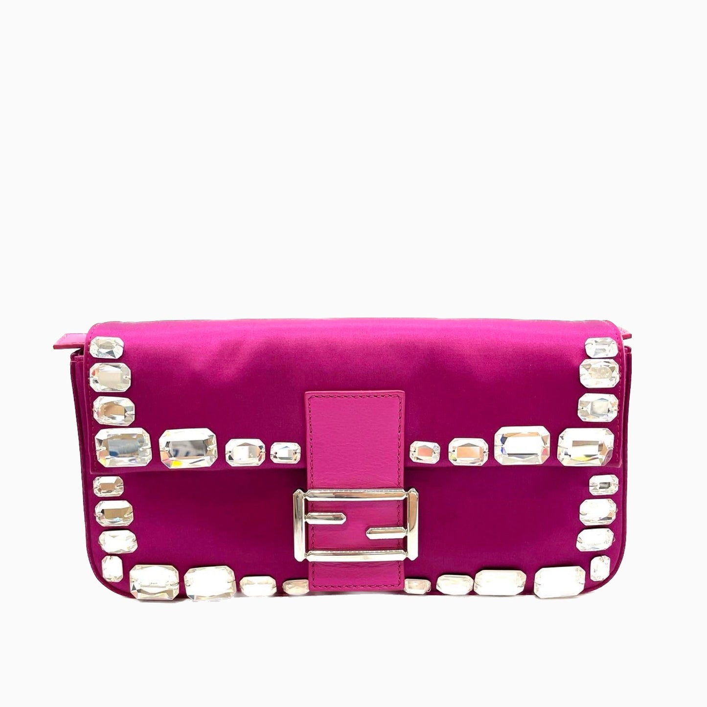 FENDI Baguette Pink Silk with Large Crystals
