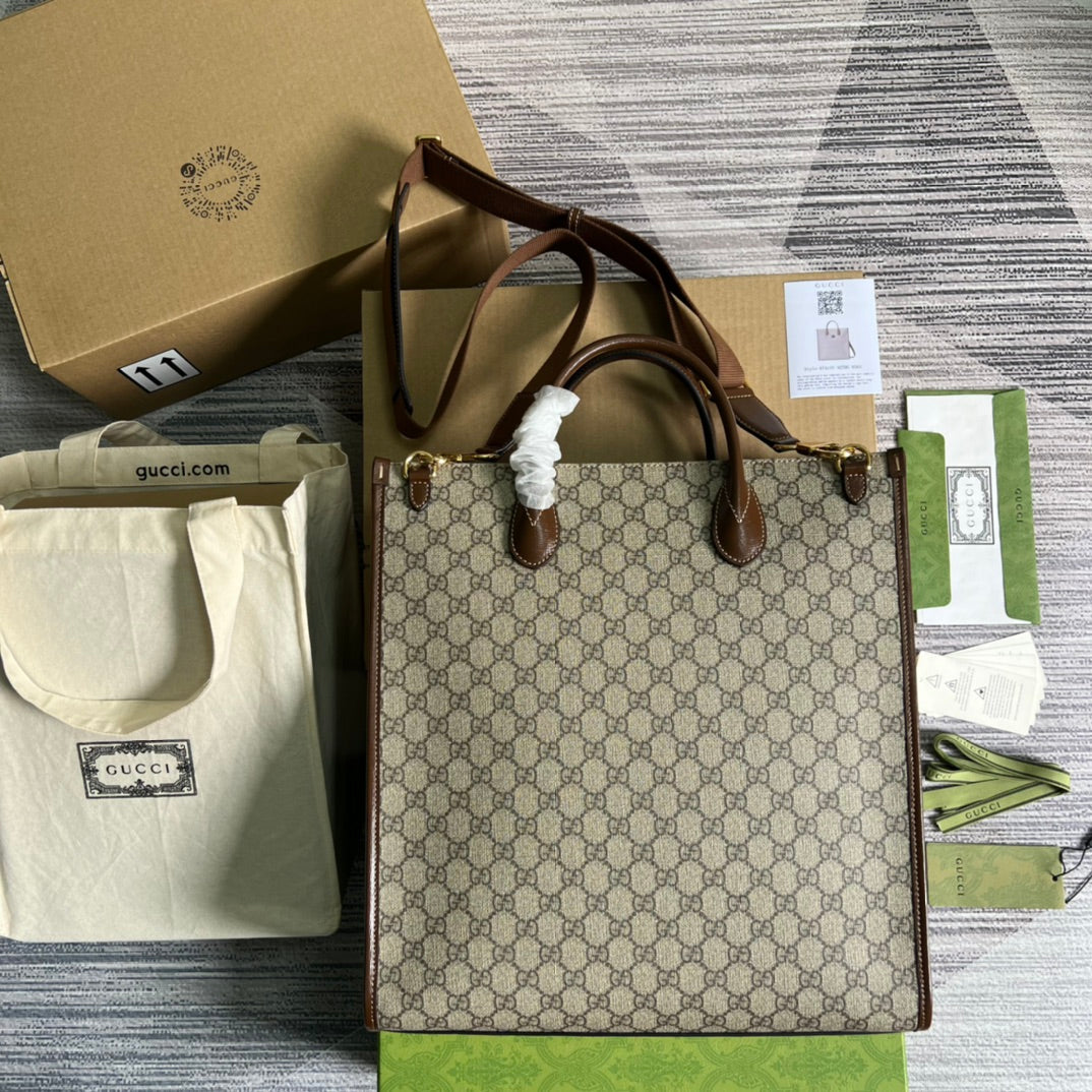 Gucci Monogram Leather Canvas Tote