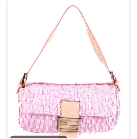 Fendi Baguette Glitter Pink square sequins