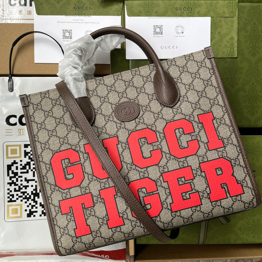 Gucci Monogram Leather Canvas Tote