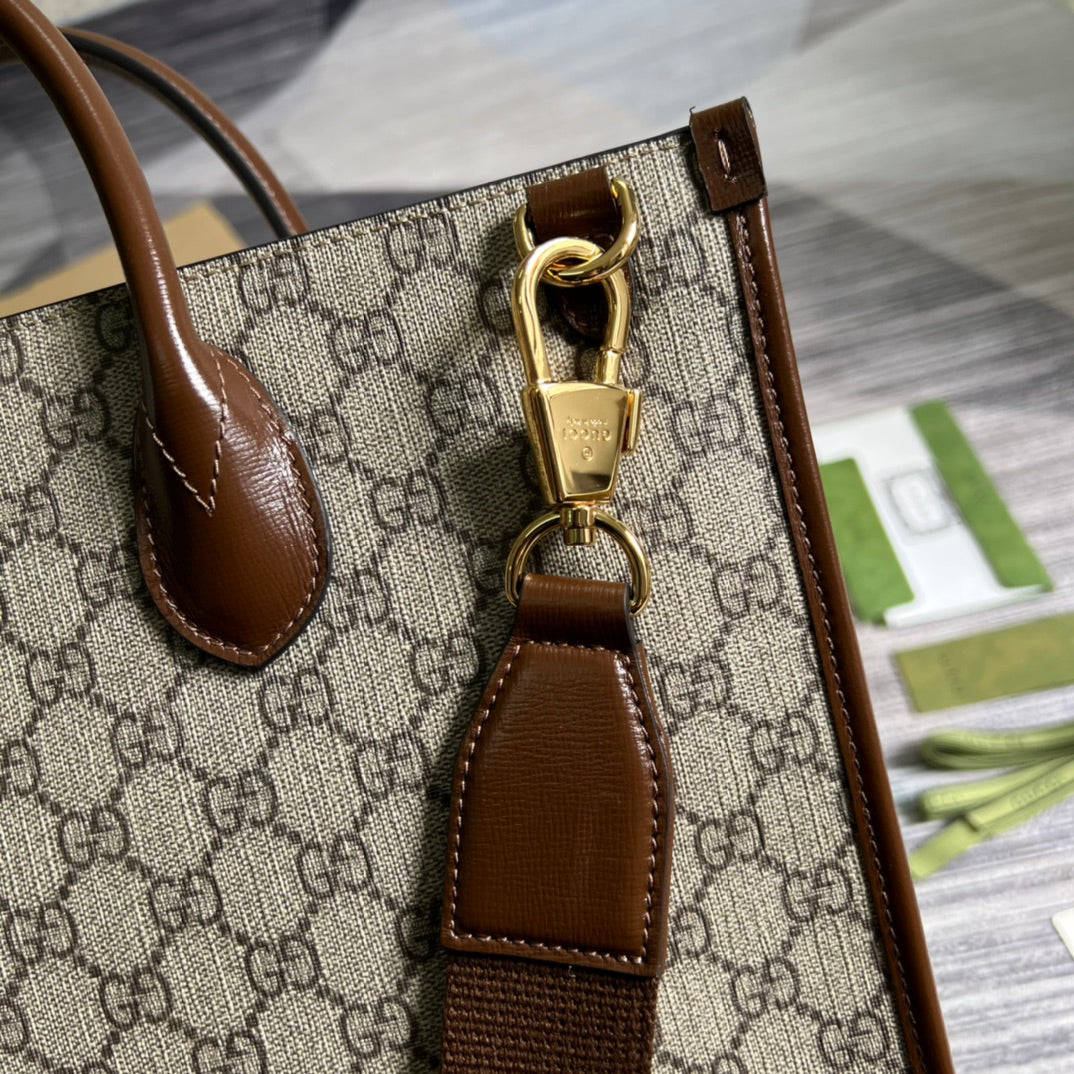 Gucci Monogram Leather Canvas Tote