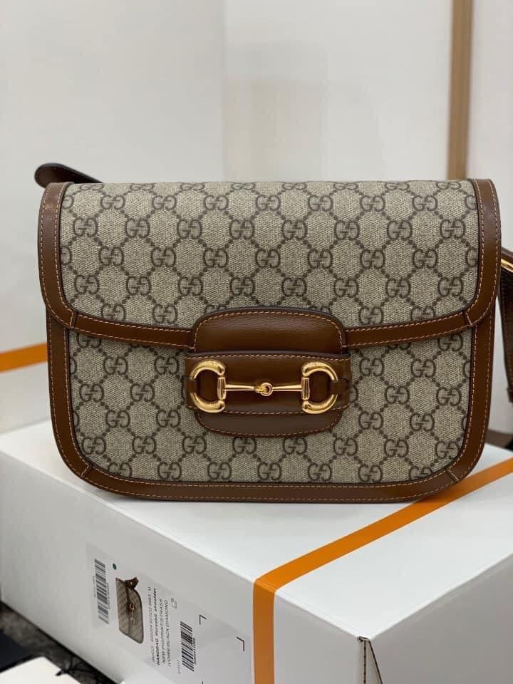 Gucci Horsebit Leather Nylon Shoulder Bag Style 1
