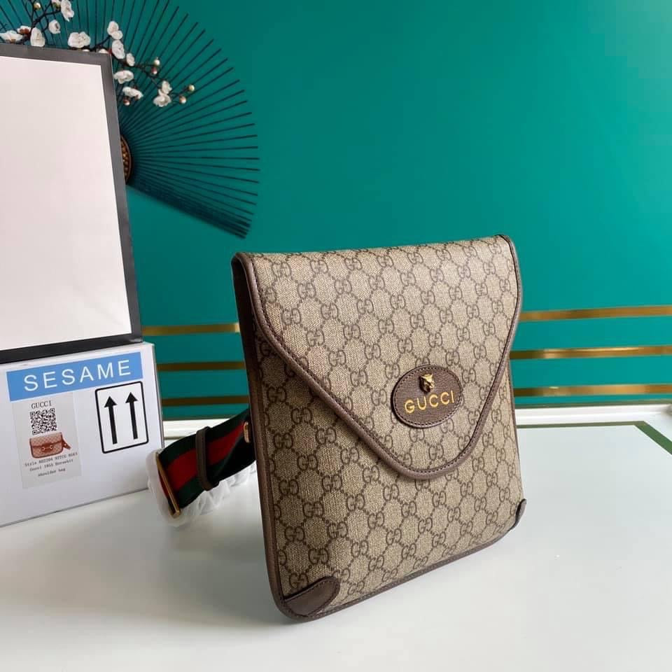 Gucci Leather Canvas Shoulder Bag Style 58